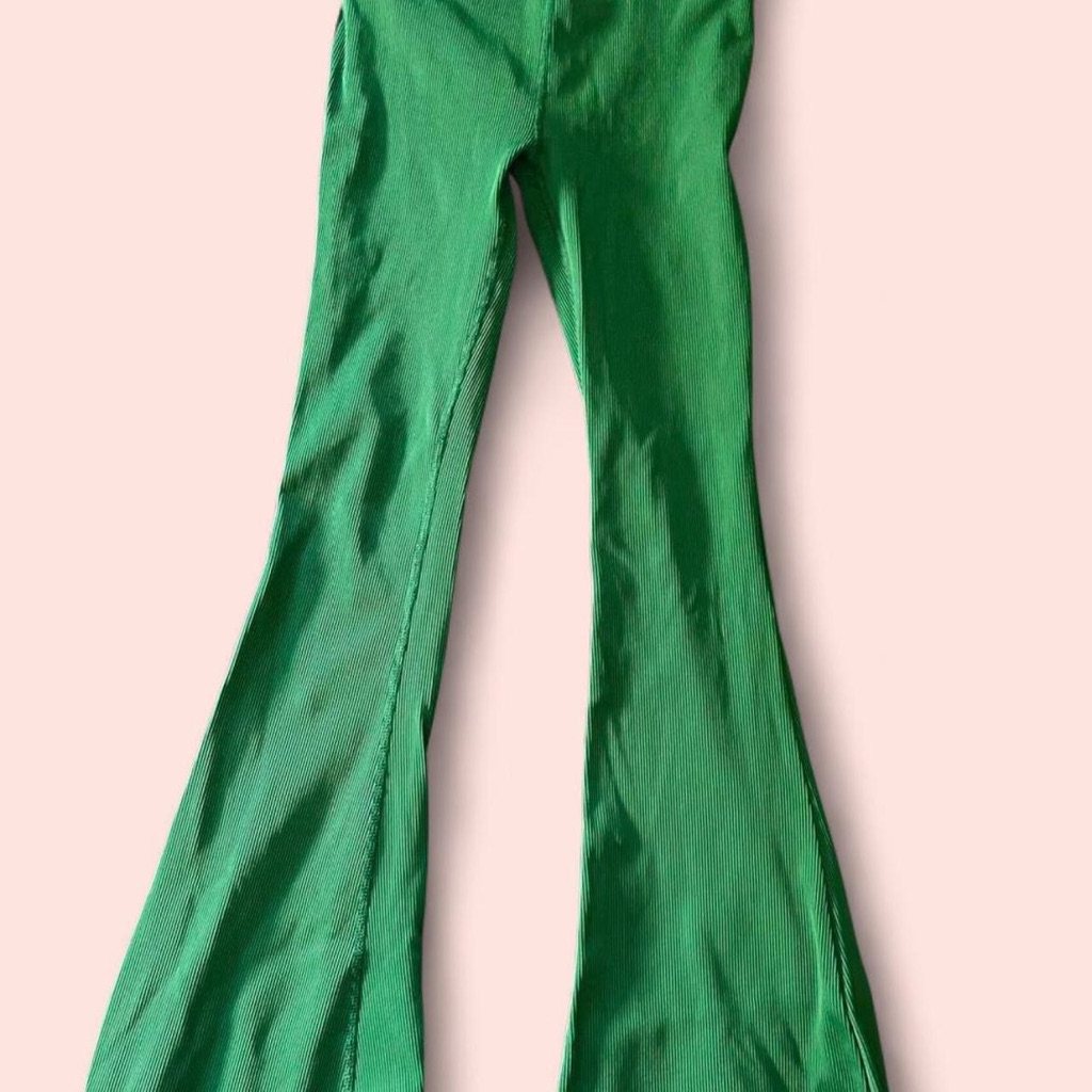 Bright Green Flared Pants